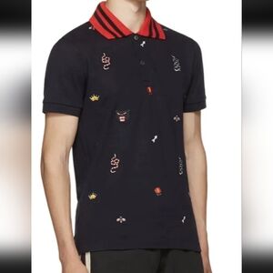 Gucci Men's Cotton Blend Embroidered Polo Golf Shirt Medium